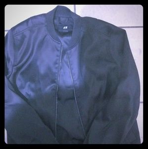 Small Unisex Black leather bomber / mesh H&M